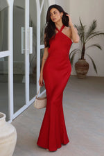 Load image into Gallery viewer, Chara Low Cross Back Maxi Dress - Cherry

