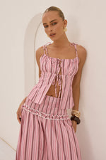 Load image into Gallery viewer, Katalia Ruched Front Tie Top - Katalia Pink
