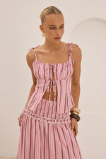 Load image into Gallery viewer, Katalia Ruched Front Tie Top - Katalia Pink
