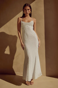 Albion Maxi Dress - White Polka