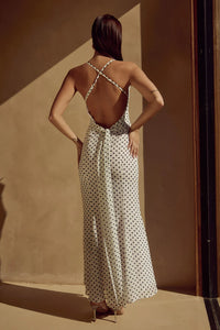 Albion Maxi Dress - White Polka