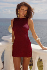 Load image into Gallery viewer, Ariya Mini Dress - Wine Metallic
