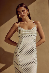 Albion Maxi Dress - White Polka