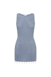 Ariya Sleeveless Mini Dress - Sky Blue Metallic