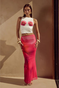 Zarela Maxi Skirt - Pink Flower