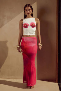 Zarela Maxi Skirt - Pink Flower