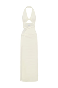 Laila Cut Out Halter Maxi Dress - White