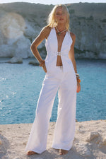Load image into Gallery viewer, Zaylee Buckle Wide Leg Pant - White
