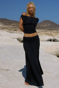 Avanni Off Shoulder Ruched Top - Granite