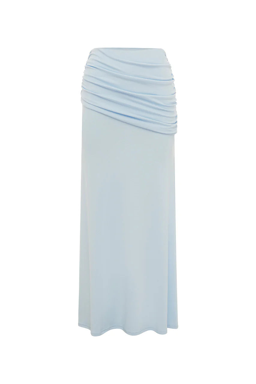 Malani Ruched Maxi Skirt - Blue