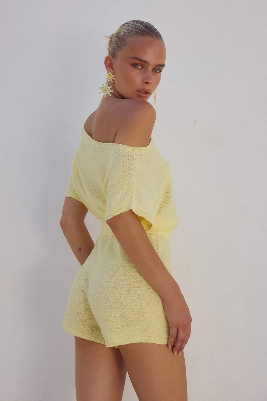 Miami Knit Playsuit - Lemon
