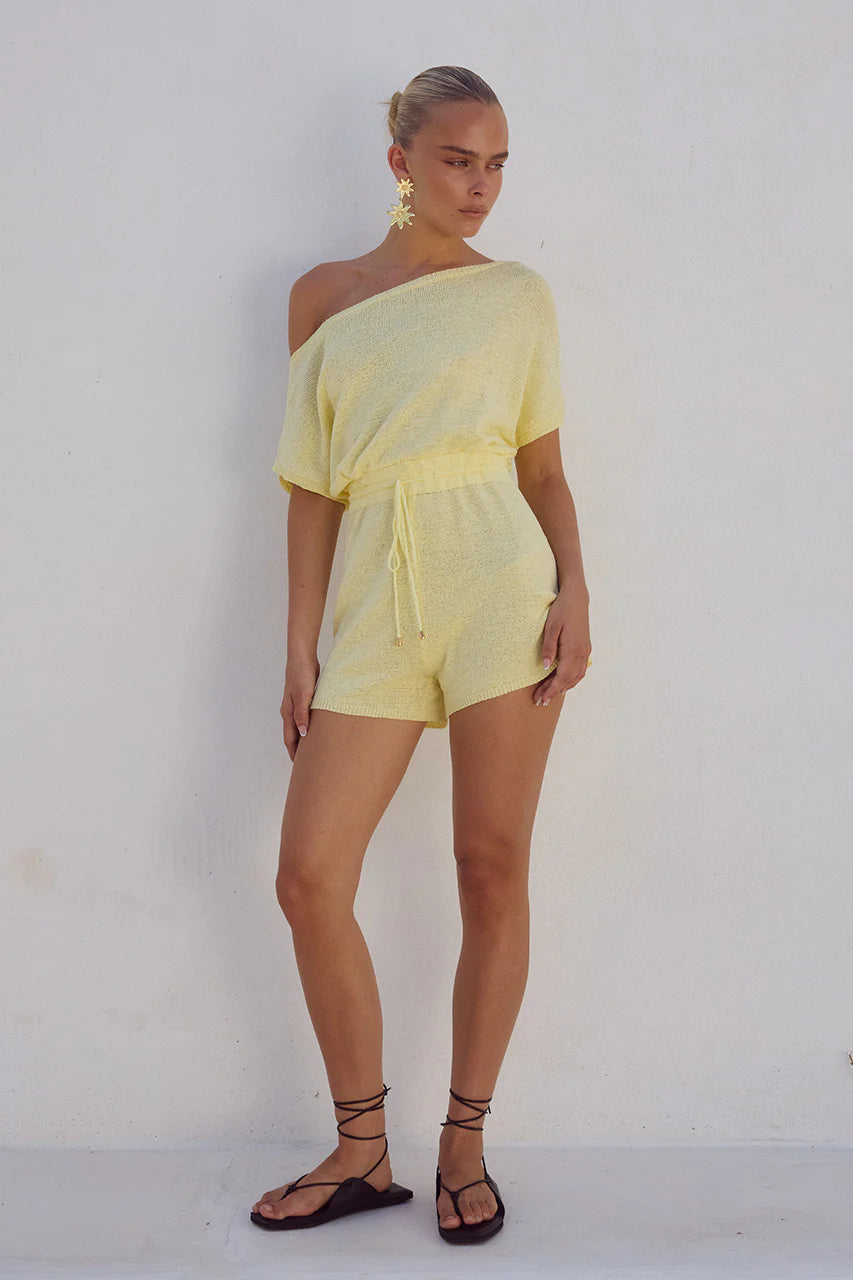 Miami Knit Playsuit - Lemon