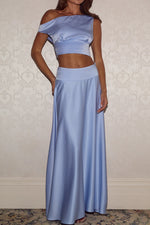 Load image into Gallery viewer, Amadine Panelled Train Maxi Skirt - Sky Blue
