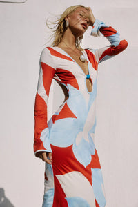Amoree Long Sleeved Maxi Dress - Amoree Red