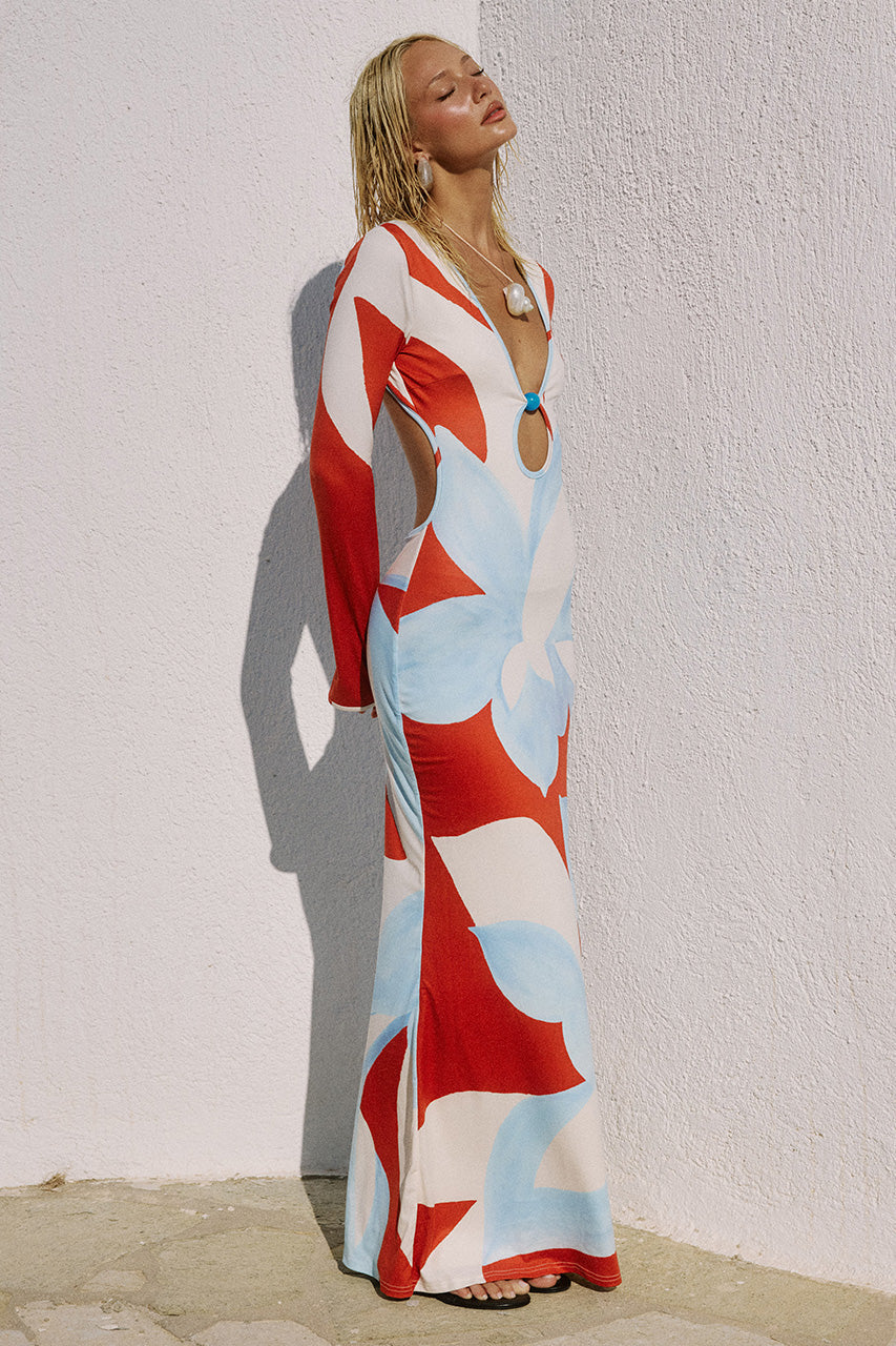 Amoree Long Sleeved Maxi Dress - Amoree Red