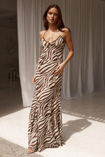 Load image into Gallery viewer, Aminah Maxi Dress - Zebra Chocolate
