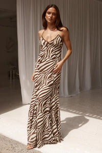 Aminah Maxi Dress - Zebra Chocolate