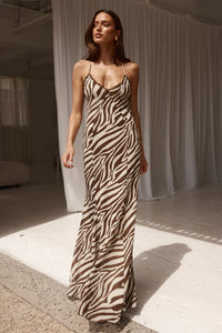 Aminah Maxi Dress - Zebra Chocolate