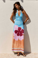 Load image into Gallery viewer, Montario Gathered Halter Maxi Dress - Montario Pink
