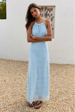 Load image into Gallery viewer, Benilda Halter Maxi Dress - Blue
