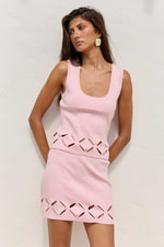 Load image into Gallery viewer, Diwa Low Waisted Knit Mini Skirt  - Baby Pink
