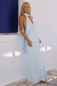 Dania Halter Vest Top - Blue Stripe