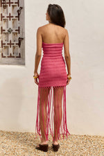 Load image into Gallery viewer, Toki Strapless Fringe Mini Dress - Raspberry Pink
