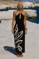 Load image into Gallery viewer, Bronte keyhole Halter Midi Dress - Black
