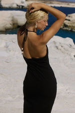 Load image into Gallery viewer, Bronte keyhole Halter Midi Dress - Black
