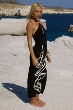 Load image into Gallery viewer, Bronte keyhole Halter Midi Dress - Black
