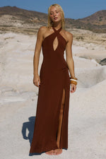 Load image into Gallery viewer, Kamilia Keyhole Twist Maxi Dress - Chocolate
