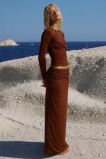 Load image into Gallery viewer, Kamilia Twist Maxi Skirt - Chocolate
