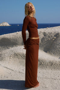 Kamilia Twist Maxi Skirt - Chocolate