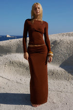 Load image into Gallery viewer, Kamilia Twist Long Sleeve Top - Chocolate
