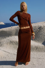 Load image into Gallery viewer, Kamilia Twist Long Sleeve Top - Chocolate
