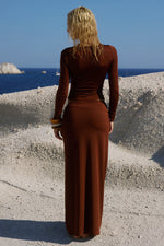 Load image into Gallery viewer, Kamilia Twist Long Sleeve Top - Chocolate
