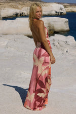 Load image into Gallery viewer, Kaeli Tie Front Halter Maxi Dress - Kaeli Berry
