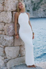 Load image into Gallery viewer, Adalee Ruffle Texture Maxi Dress - White
