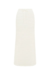 Adalee Ruffle Texture Maxi Skirt - White