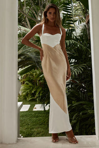 Evita Maxi Dress - White/Sand