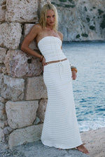 Load image into Gallery viewer, Adalee Ruffle Texture Strapless Top - White
