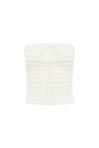 Adalee Ruffle Texture Strapless Top - White