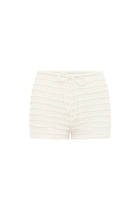 Adalee Ruffle Texture Hot Short - White