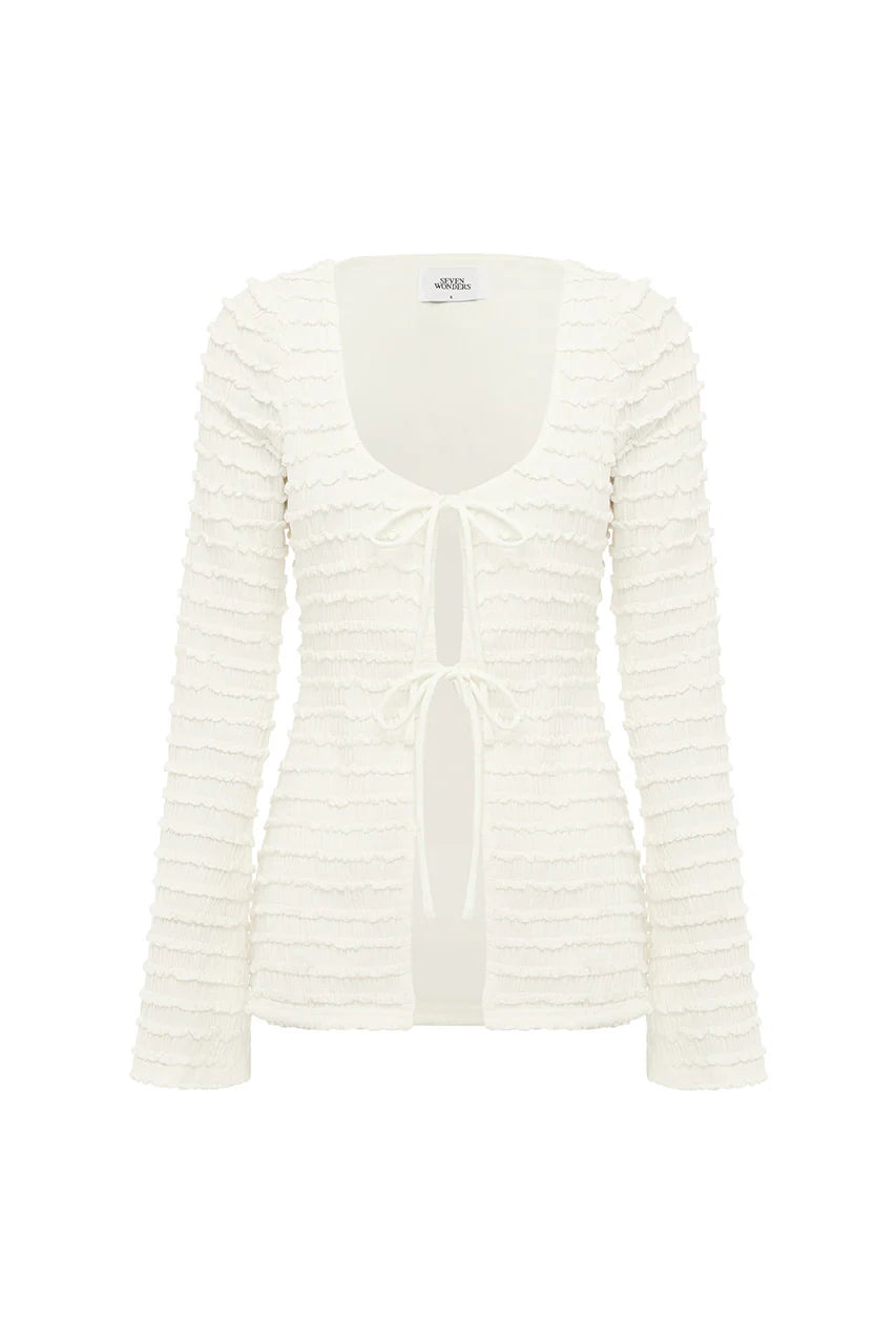 Adalee Ruffle Texture Top - White