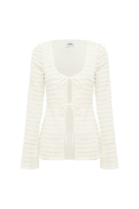 Adalee Ruffle Texture Top - White