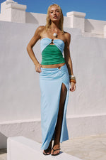 Load image into Gallery viewer, Naya High Slit Maxi Skirt - Blue
