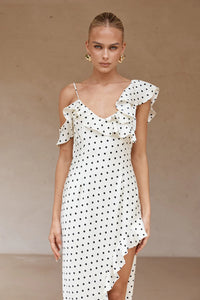 Karlita Maxi Dress - White Polka