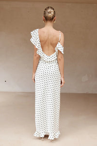 Karlita Maxi Dress - White Polka