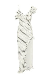 Karlita Maxi Dress - White Polka