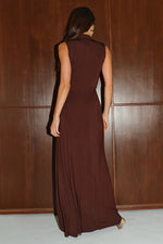 Load image into Gallery viewer, Vayda High Neck Maxi Dress - Bitter Chocolate
